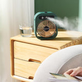 JY Ice Fog USB Air Conditioning Mist Humidfier Mini Fan - Green - Rear View