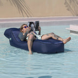 Giga Lounger Lazy Camping Air Bag Sofa Bed for Beach Sleeping Navy blue - Side View
