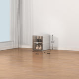 Kylin Cubes Storage Folding Shoe Box With 1 Column, 2 Grids, 1 Brown Door - Front View