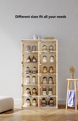 Kylin Cubes Storage Folding Shoe Box With 1 Column, 2 Grids, 1 Brown Door - Side View
