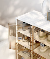 Kylin Cubes Storage Folding Shoe Box With 1 Column, 2 Grids, 1 Brown Door - Top-Down View