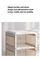 Kylin Cubes Storage Folding Shoe Box With 1 Column, 2 Grids, 1 Brown Door - Rear View
