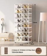 Kylin Cubes Storage Folding Shoe Box With 2 Column & 16 Grids & 8 Clear Door - Extra Image