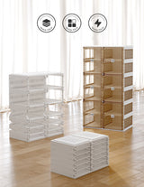 Kylin Cubes Storage Folding Shoe Cabinet With 2 Column & 7 Grids & 4 Brown Door - Extra Image