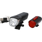Fischer LED Bike Light Set 30Lux USB with rear floor light - Low Angle