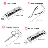 12 Pcs/set Manicure Pedicure Kit Nail Clippers Professional Grooming Kit - Top-Down View