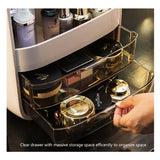 Portable Transparent Cosmetic Organizer Makeup Dust-proof Storage Box(White) - Rear View