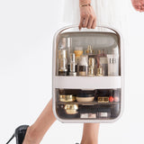 Portable Transparent Cosmetic Organizer Makeup Dust-proof Storage Box(White) - Close-Up Angle