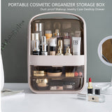 Portable Transparent Cosmetic Organizer Makeup Dust-proof Storage Box(Champagne) - Top-Down View