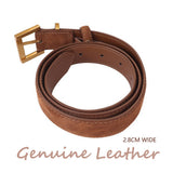 Women's Genuine Suede Leather Belt Classic Pin Buckle Cowhide Belts (Brown) - 45-Degree Angle