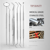 Stainless Steel Dental Tools Set Oral Care Kit with Metal Storage Case - 45-Degree Angle