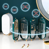 Jewellery Storage Box Earrings Display Necklace Organizer 4 Doors Foldable Screen (Green) - 45-Degree Angle