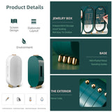 Jewellery Storage Box Earrings Display Necklace Organizer 4 Doors Foldable Screen (Green) - Rear View