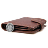 Genuine leather men wallets High-quality Multi card short wallet Men's Cow Leather RFID Card Holder - Close-Up Angle