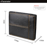 Men's Genuine Leather Bilfold Wallet RFID Blocking Card Holder Zipper Coin Purse - Side View