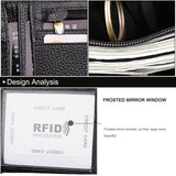 Men's Genuine Leather Bilfold Wallet RFID Blocking Card Holder Zipper Coin Purse - 45-Degree Angle