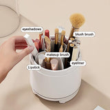 360° Rotating Makeup Brush Bucket Transparent Dust-proof Cosmetic Storage Box(White) - Top-Down View