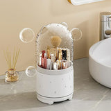 360° Rotating Makeup Brush Bucket Transparent Dust-proof Cosmetic Storage Box(White) - 45-Degree Angle