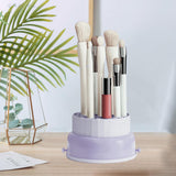 3 In 1 Makeup Brushes Cleaner Sponge Brush Washing Box Makeup Brush Drying Basket(Light Purple) - Side View