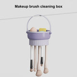 3 In 1 Makeup Brushes Cleaner Sponge Brush Washing Box Makeup Brush Drying Basket(Light Purple) - 45-Degree Angle
