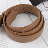 Classic Leather Belts for Women, Joyreap Genuine Leather Womens Belts with Gold Buckle (Khaki) - 45-Degree Angle