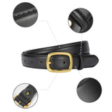 Classic Leather Belts for Women, Joyreap Genuine Leather Womens Belts with Gold Buckle (Khaki) - Rear View