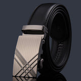 Adjustable Slide Luxury Leather Belt For Men's Automatic Buckle Ratchet Business Dress Belts (FB8501#01) - 45-Degree Angle