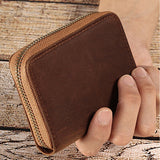 Genuine Leather Large Capacity RFID Anti-magnetic Money Clip Organ Wallets (Coffee) - Side View
