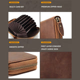 Genuine Leather Large Capacity RFID Anti-magnetic Money Clip Organ Wallets (Coffee) - Top-Down View