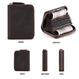 Genuine Leather Large Capacity RFID Anti-magnetic Money Clip Organ Wallets (Coffee) - Rear View