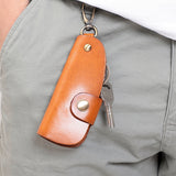Genuine Leather Wallet Purse Bag Case Holder Key Ring Pouch Bag Safe Hanger (Burgundy) - Side View