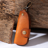 Genuine Leather Wallet Purse Bag Case Holder Key Ring Pouch Bag Safe Hanger (Burgundy) - Top-Down View