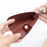 Genuine Leather Wallet Purse Bag Case Holder Key Ring Pouch Bag Safe Hanger (Burgundy) - 45-Degree Angle