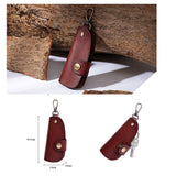 Genuine Leather Wallet Purse Bag Case Holder Key Ring Pouch Bag Safe Hanger (Tan) - Rear View