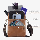 Genuine leather men's crossbody bag oiled wax leather Satchel Crossbody Bag (Black) - 45-Degree Angle