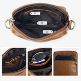 Genuine leather men's crossbody bag oiled wax leather Satchel Crossbody Bag (Brown) - Rear View