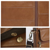 Genuine leather men's crossbody bag oiled wax leather Satchel Crossbody Bag (Brown) - Close-Up Angle
