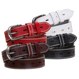 Classic Leather Belts for Women, Joyreap Genuine Leather Womens Belts Alloy Pin Buckle (White) - Front View