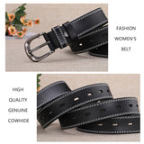 Classic Leather Belts for Women, Joyreap Genuine Leather Womens Belts Alloy Pin Buckle (White) - Side View
