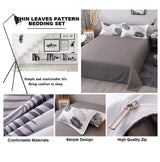 Palm Leaves Pattern Aloe Cotton Flat Sheet Quilt Cover Pillowcases 4pcs Bedding Set (Queen) - 45-Degree Angle