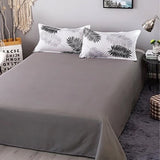 Palm Leaves Pattern Aloe Cotton Flat Sheet Quilt Cover Pillowcases 4pcs Bedding Set (Queen) - Rear View
