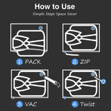 6 Pcs Set Vacuum Storage Bags Space Saver Seal Compressing Various Size with Air Pump(1S+2M+2L+1XL) - Top-Down View