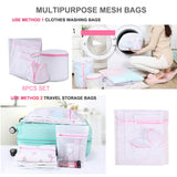 Washing Bag Pack Set Of 6 Laundry Bags Mesh Lingerie Delicate clothes Wash Bags - Front View