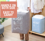 Ex-Large Capacity Collapsible Laundry Basket Foldable Washing Bin Hamper Linen (Grey) - Top-Down View