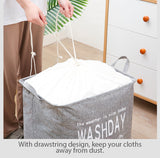 Ex-Large Capacity Collapsible Laundry Basket Foldable Washing Bin Hamper Linen (Grey) - Rear View