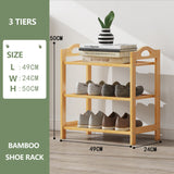 Multi-layers Bamboo Shoe Rack Storage Organizer Wooden Flower Stand Shelf(3 Layers) - Front View