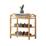 Multi-layers Bamboo Shoe Rack Storage Organizer Wooden Flower Stand Shelf(3 Layers) - Rear View