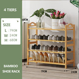 Multi-layers Bamboo Shoe Rack Storage Organizer Wooden Flower Stand Shelf(4 Layers) - Side View