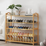 Multi-layers Bamboo Shoe Rack Storage Organizer Wooden Flower Stand Shelf(4 Layers) - 45-Degree Angle