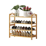 Multi-layers Bamboo Shoe Rack Storage Organizer Wooden Flower Stand Shelf(4 Layers) - Close-Up Angle